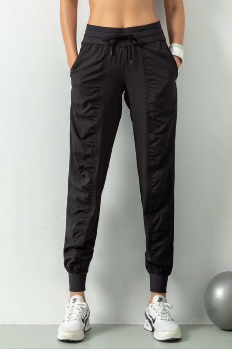 Women's Lightweig Drawstring Pocketed Ruched Side Joggers