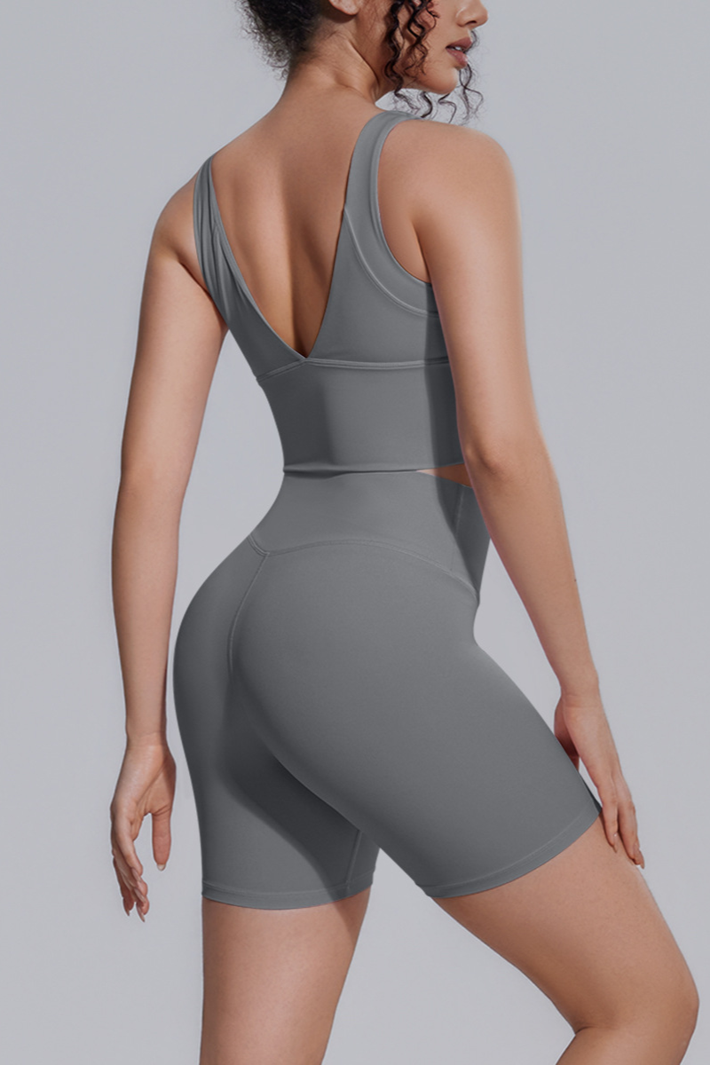 Women's Athletic Sets:V-back Wide Straps Bra And Shorts