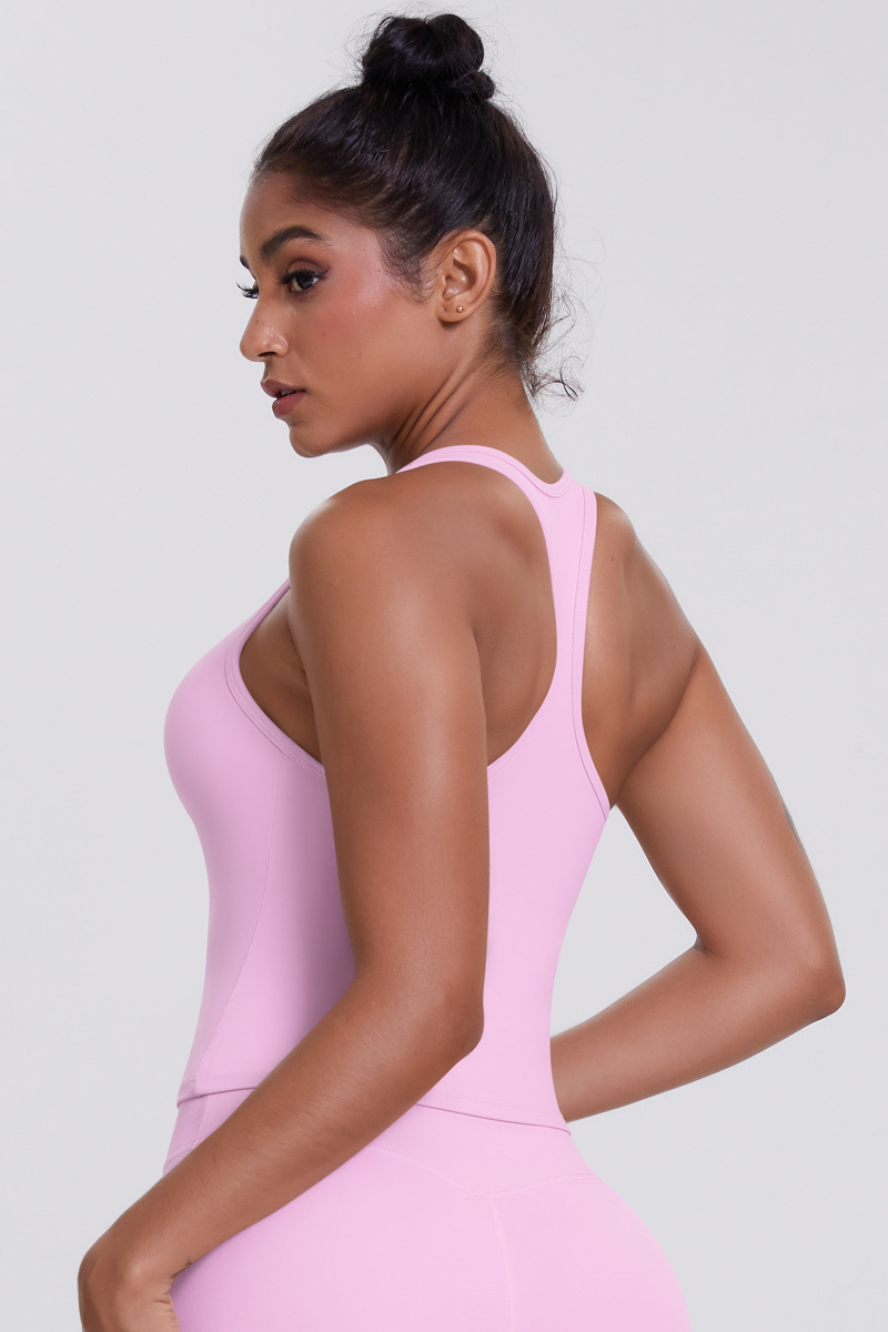 Women's Brushed Solid Racerback Sports Yoga Tank Top