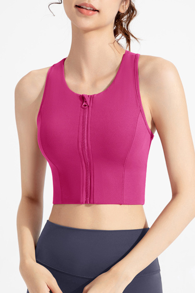 Women's Front Zipper High Impact Naked Feel Sports Bra