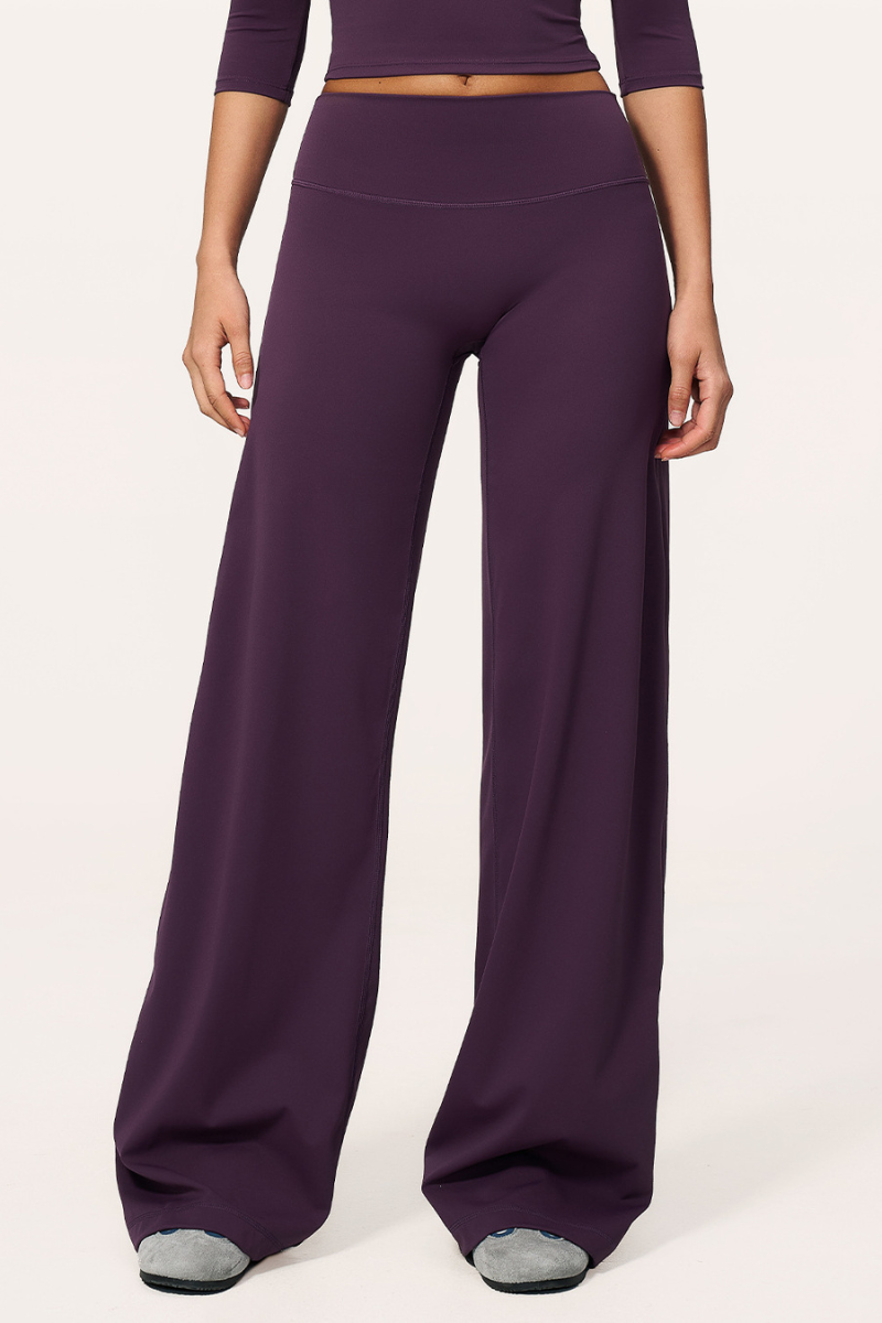 Women's Brushed Wide Waistband Draped Wide Leg Pants