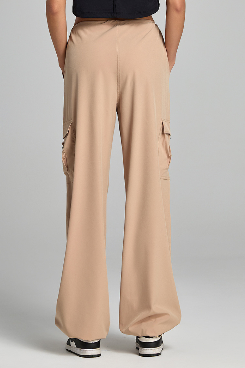 Women's Drawstring Waist Multi-Pocket Cargo Wide Leg Pants