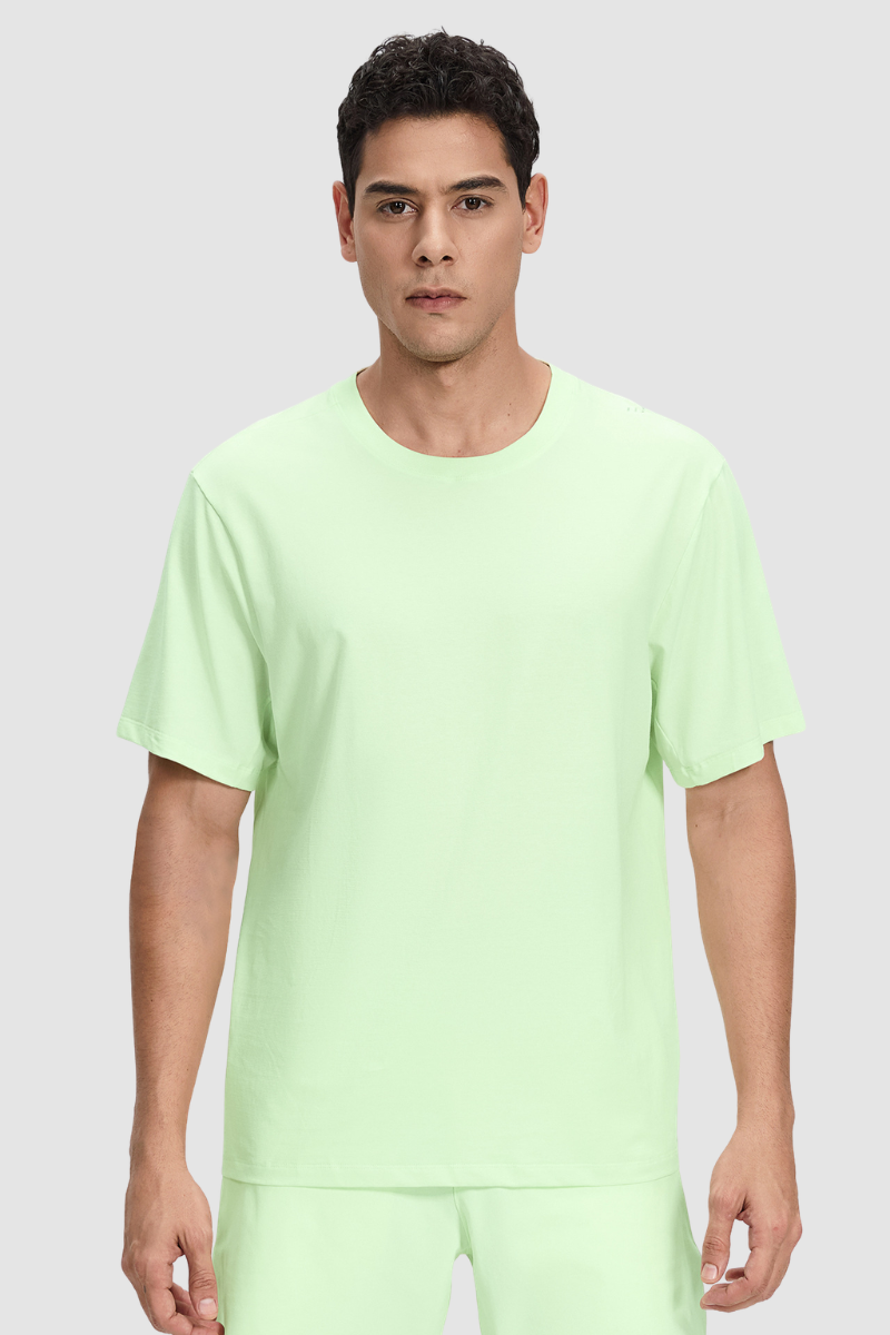 Men's Summer Basic Loose Round-Neck Breathable Solid Tee