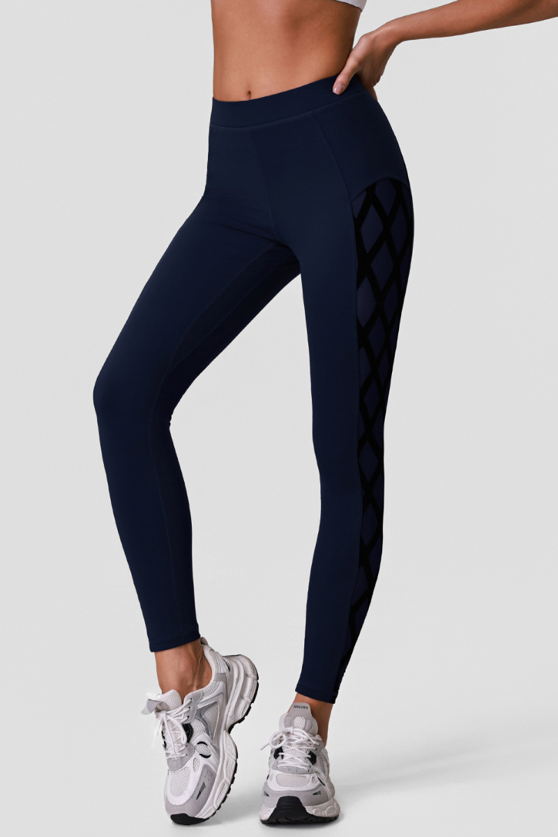 Women's Athletic High-Waisted Leggings with Side Mesh Panels