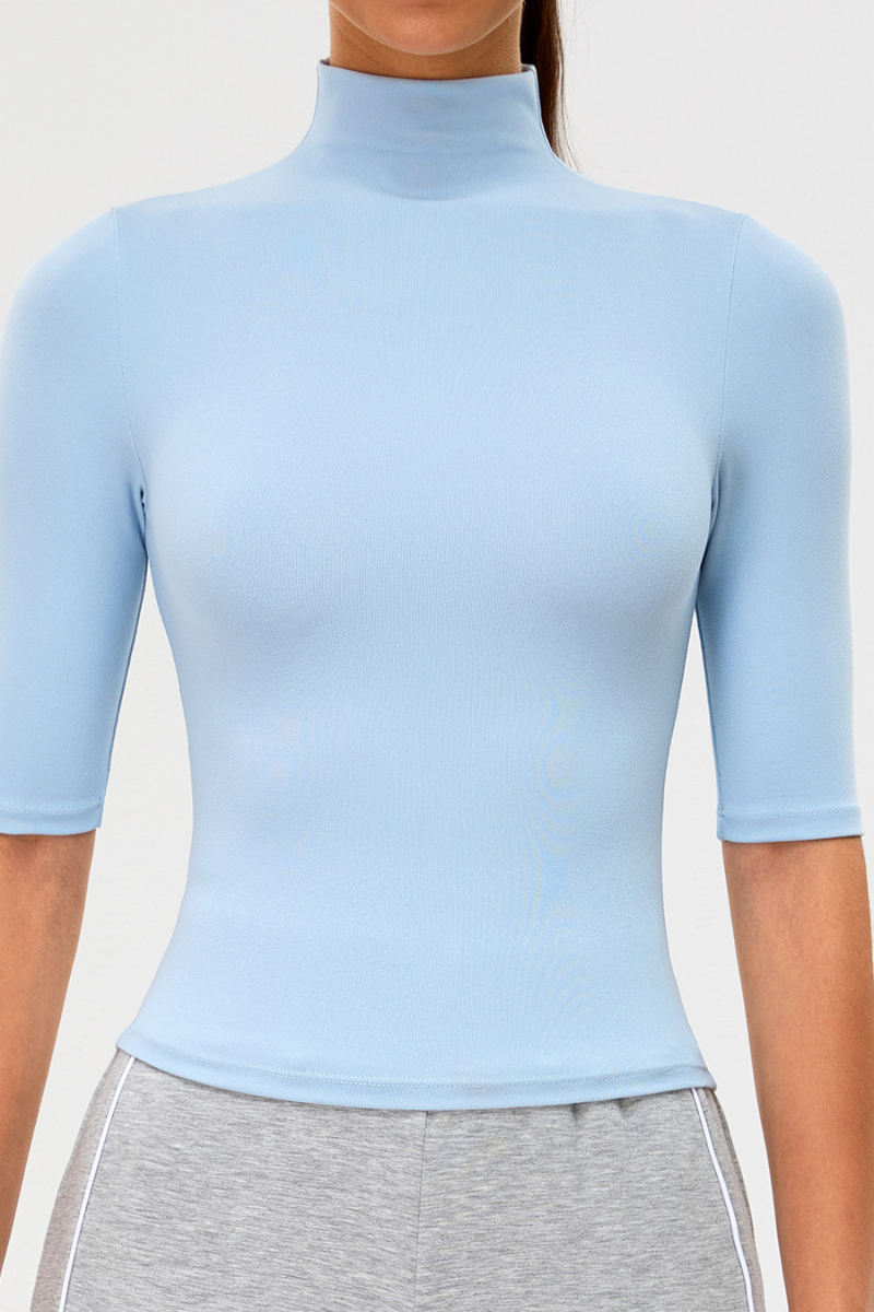 Women's High-Neck Mid-Sleeve Quick-Dry Slim-Fit Yoga Top