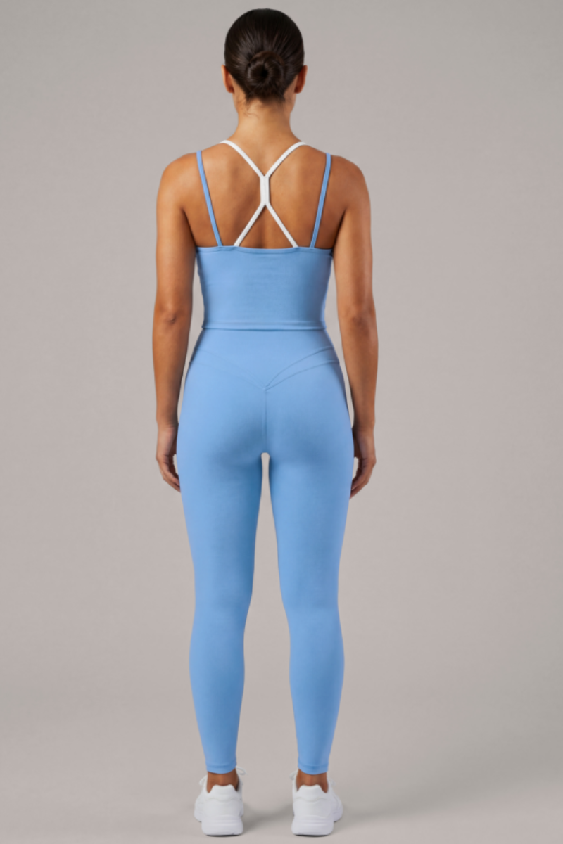 Women's Double Thin Strap Tank Top And Leggings Yoga Set