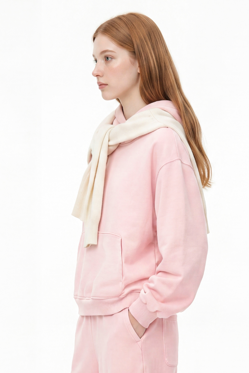 Women's Fall 100% Cotton Kangaroo Pocket Washed Hoodies
