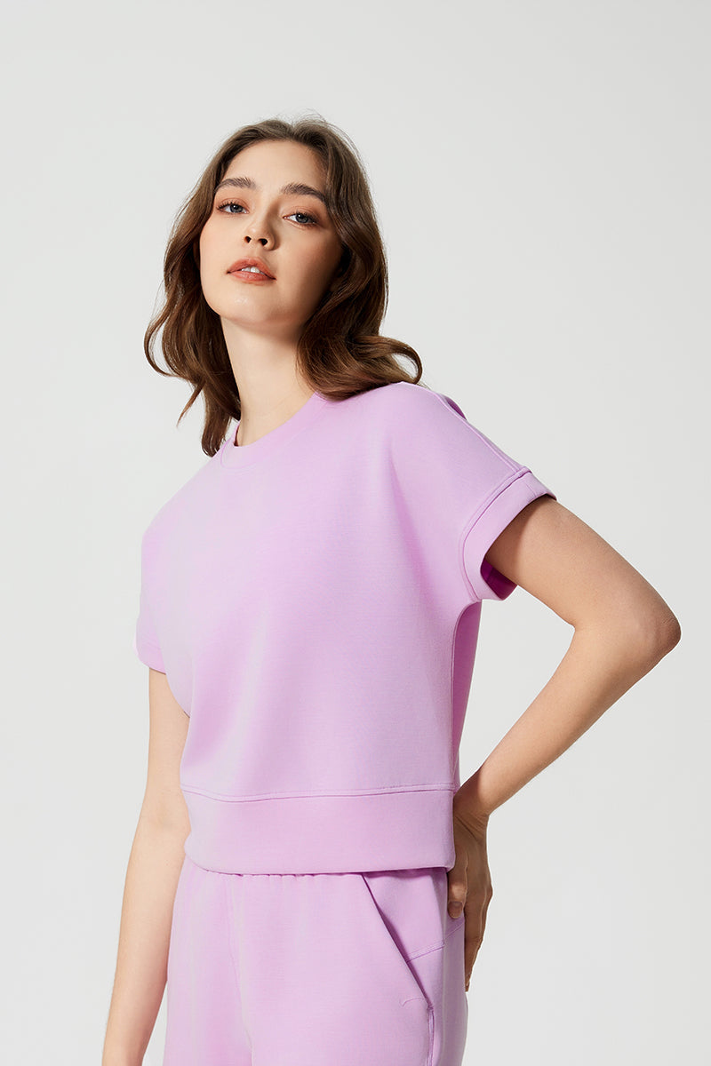 Women Round Neck Short Sleeve Drop Shoulder Sleeve Loose Running Sports Fitness Yoga T-Shirt