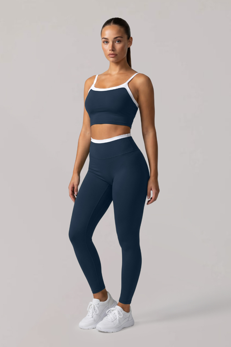 Women's Athletic Color-Blocked Bra And Leggings Yoga Sets