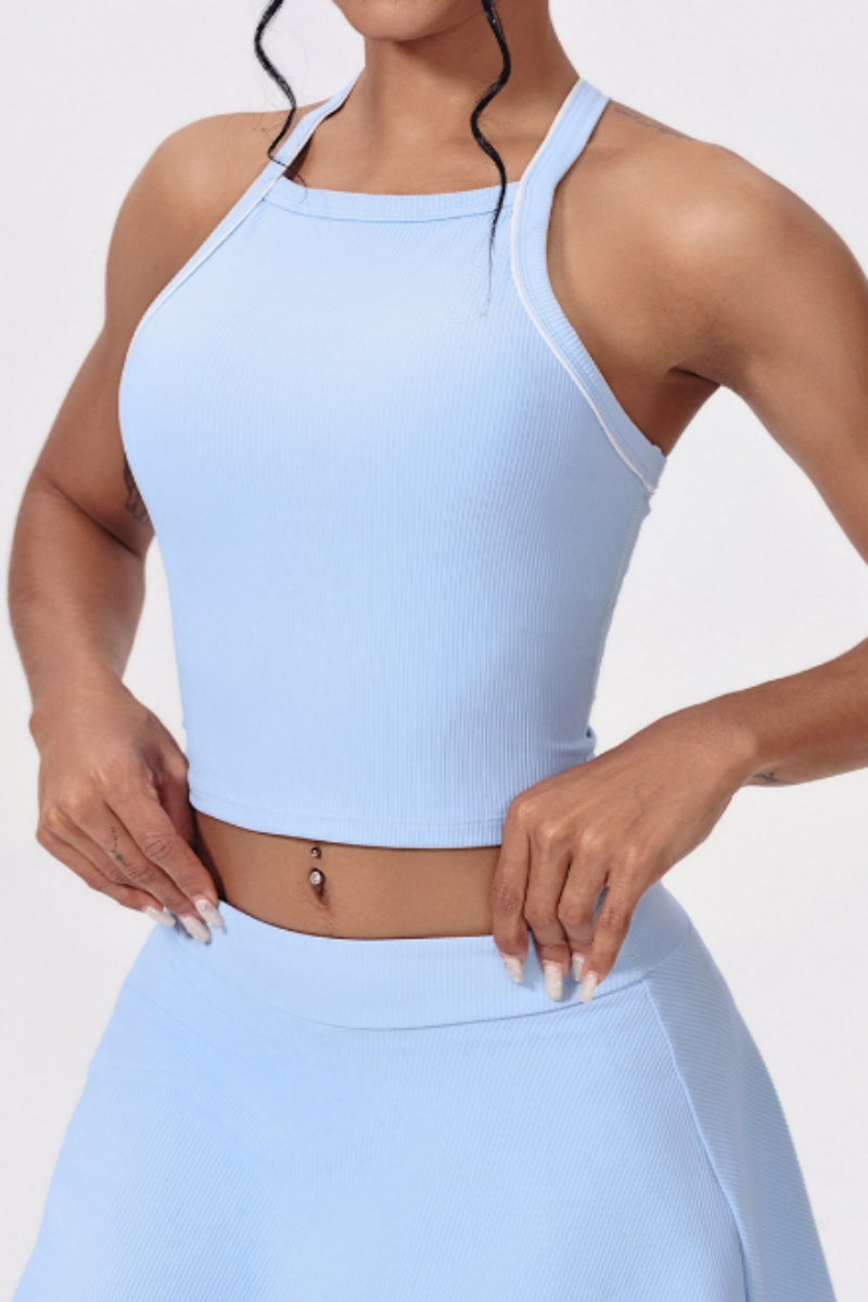 Women's Athletic Tennis Sets:Cropped Tank Top And Skirt