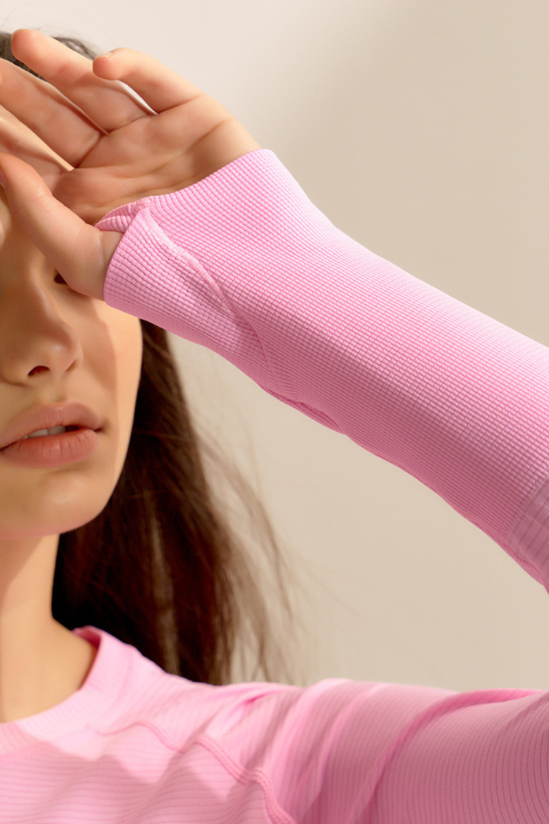 Women Spring Finger Cuffs Quick Dry Long Sleeve Sports Top