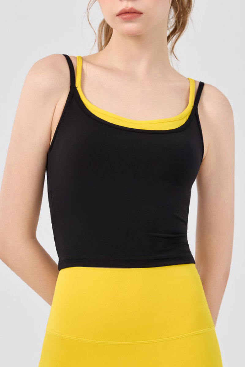 Women's Athletic Color Block Twist Back Padded Yoga Tank Top