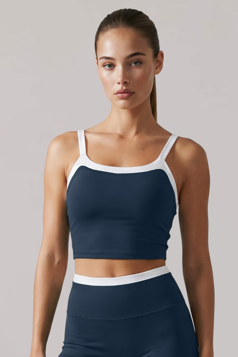 Women's Color Block Adjustable Thin Strap Sports Bra