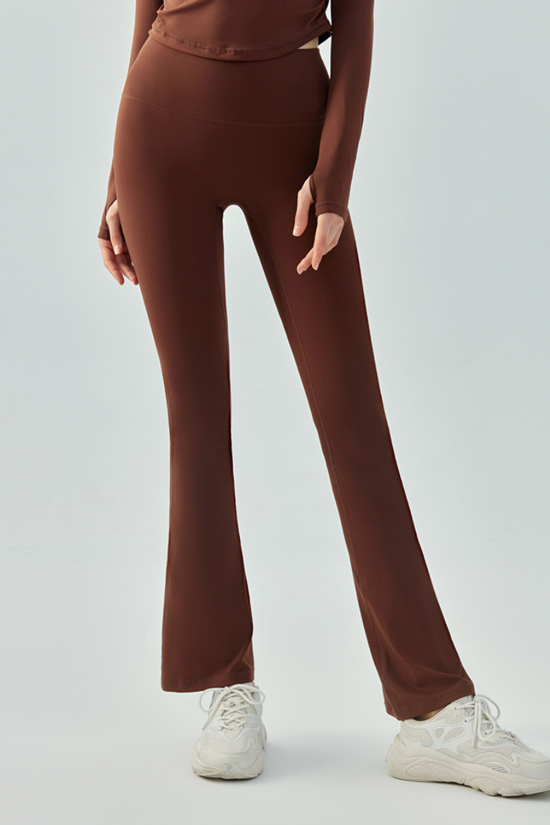 Women's Athletic High-Waisted Slim Fit Solid Flared Pants