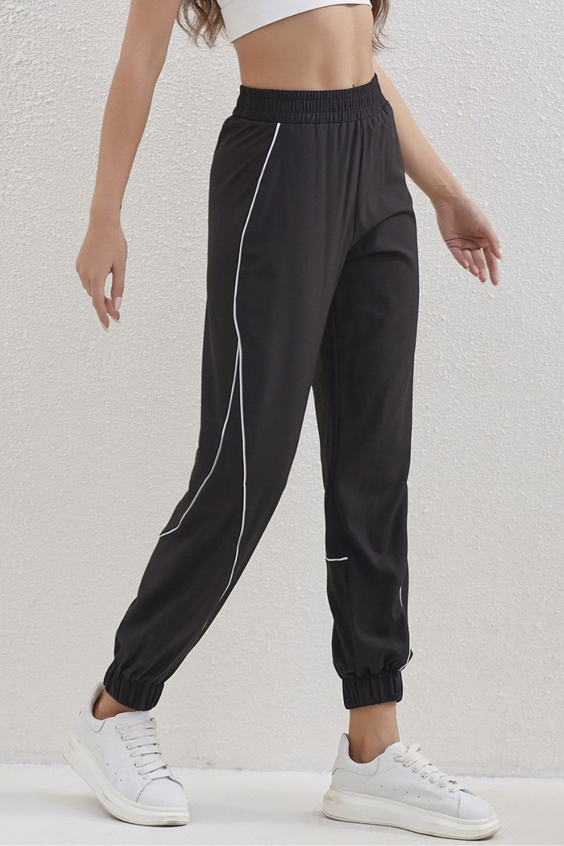 Women's Contrast Stripe Stitch Elastic Cuff Quick Dry Jogger