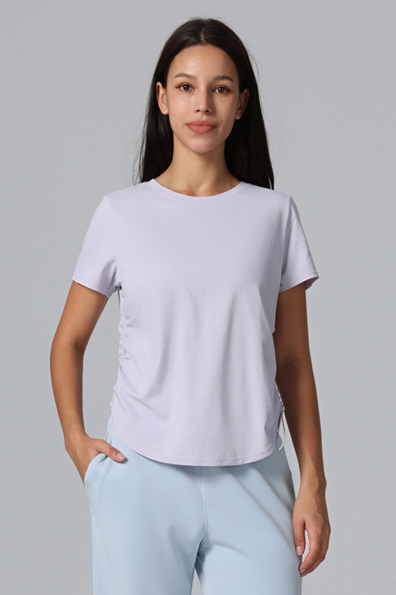 Women's Breathable Side Drawstring Slimming Workout T-Shirt