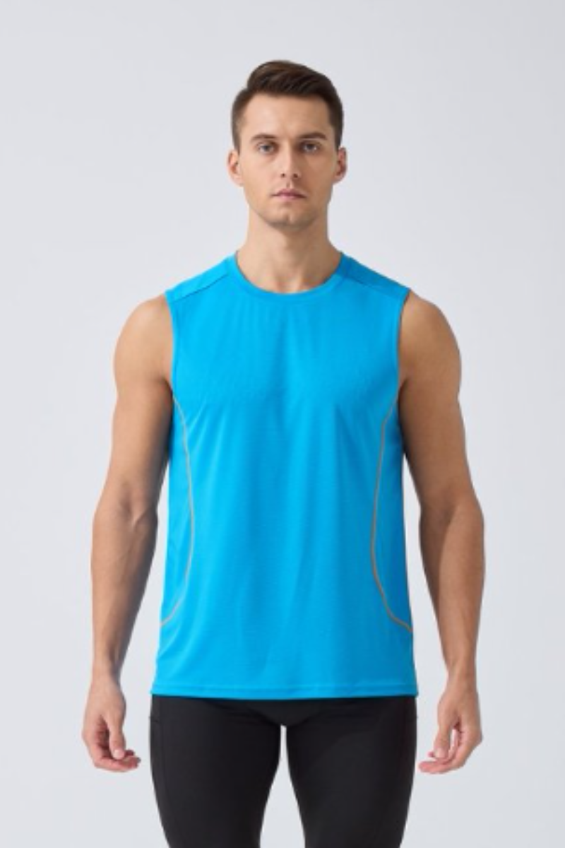 Men's Contrast Stitch Dry Crew Neck Sleeveless Tank Top