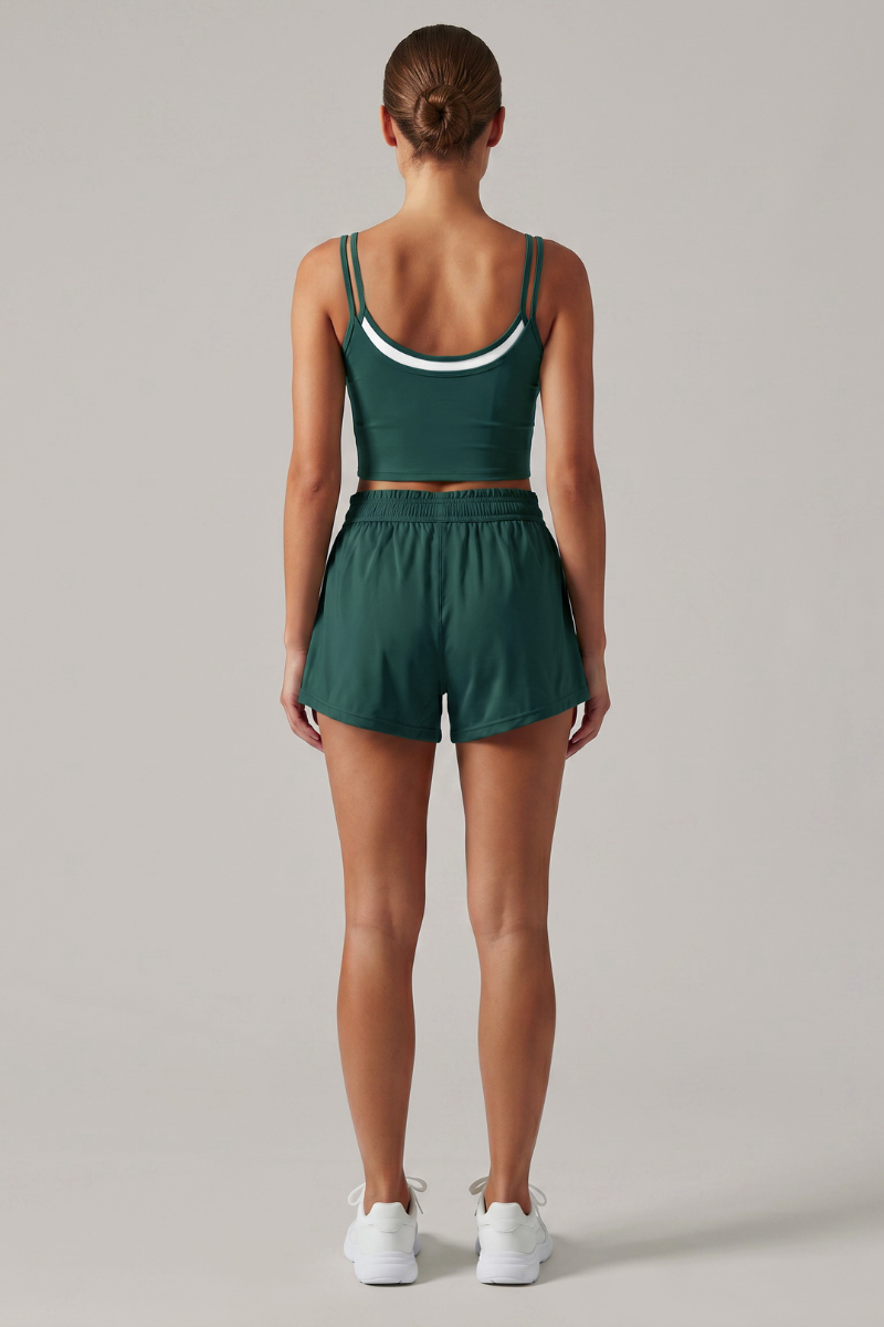 Women's Double Thin Strap Sports Cami Tank Top & Shorts Set