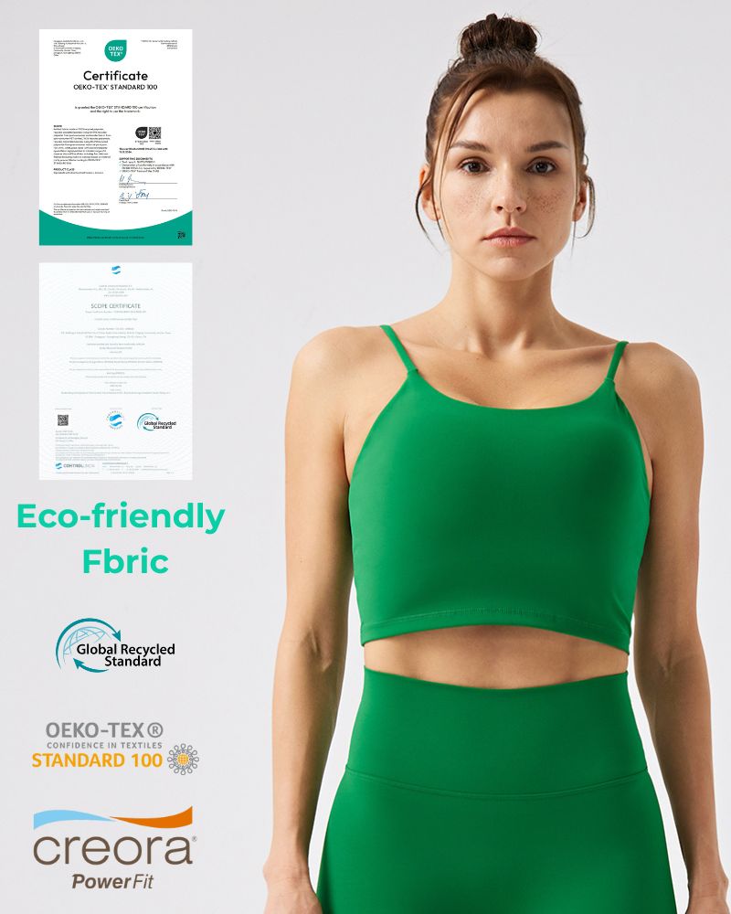 Women Eco-Friendly Thin Straps With Bra Pads One-Piece Back Running Fitness Yoga Sports Bra
