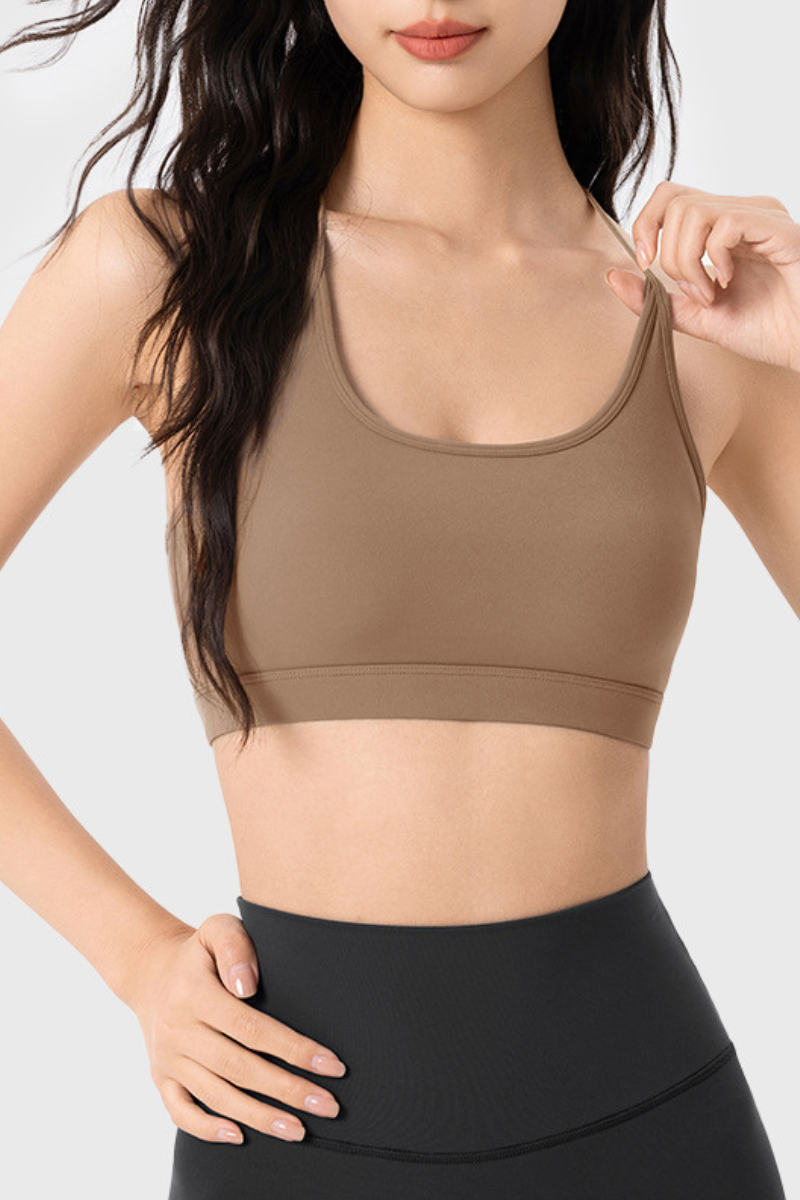 Women's Athletic U-neck Thin Strap Racerback Solid Bra