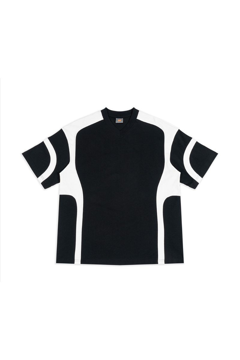 Men's 100% Cotton Color-Block V-Neck Short-Sleeve T-Shirt