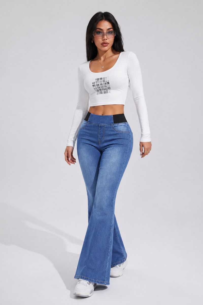 Women's High Waist Stretch Flare Jeans