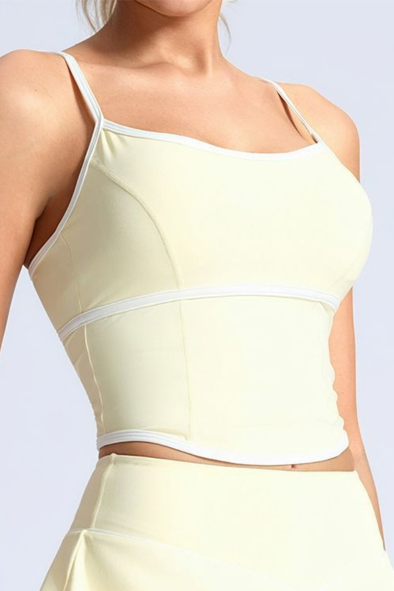 Women's Contrast Trim Contrat Crisscross Back Yoga Tank Top