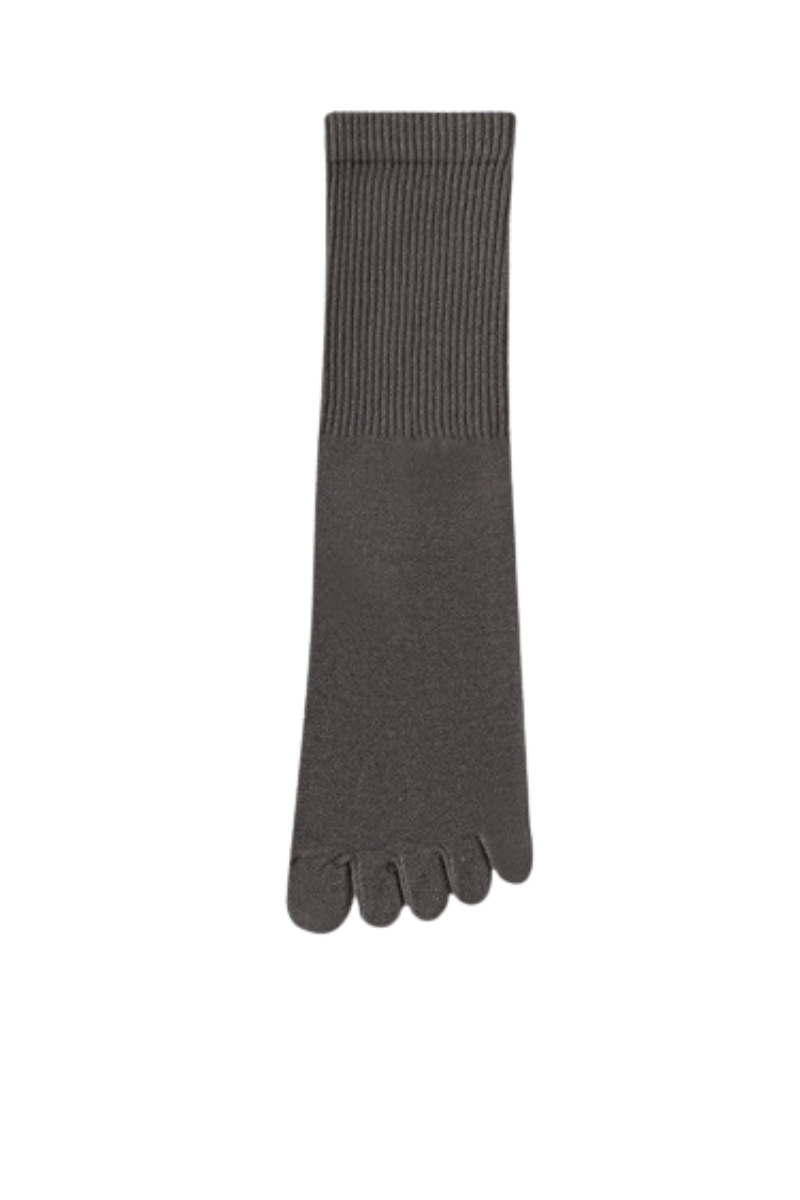 Men's Solid Color Toe Separator Cotton Crew Socks