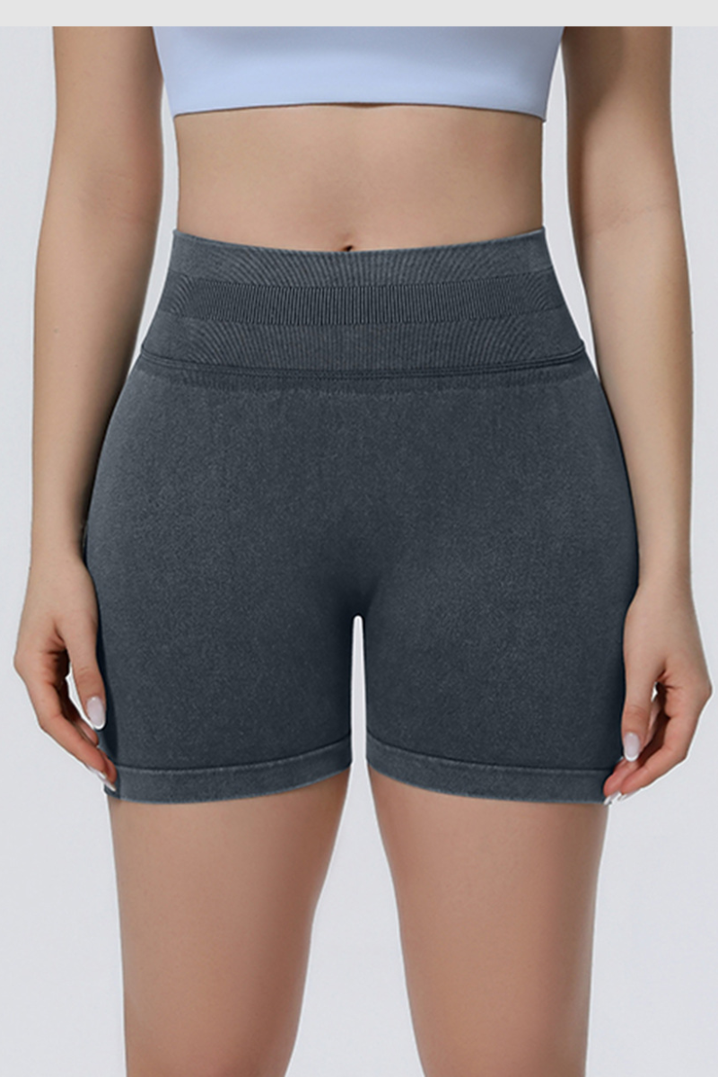 Women's Athletic Seamless Washed Pleated  Yoga Shorts