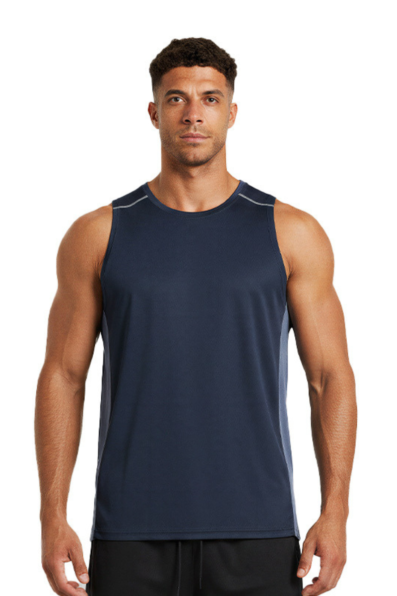 Men's Color Block Breathable Reflective Athletic Tank Top