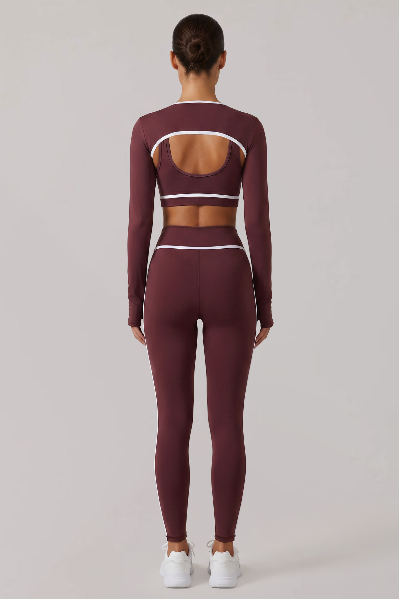 Women's Naked-Feel Contrast-Line 3-Piece Yoga Workout Set