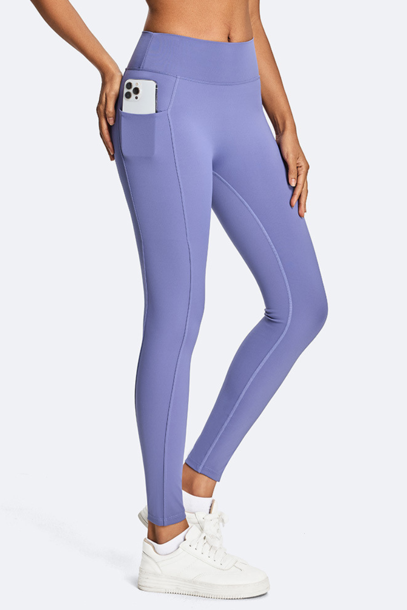 Women's Athletic Side Pocket Ruched Back Seam Yoga Leggings