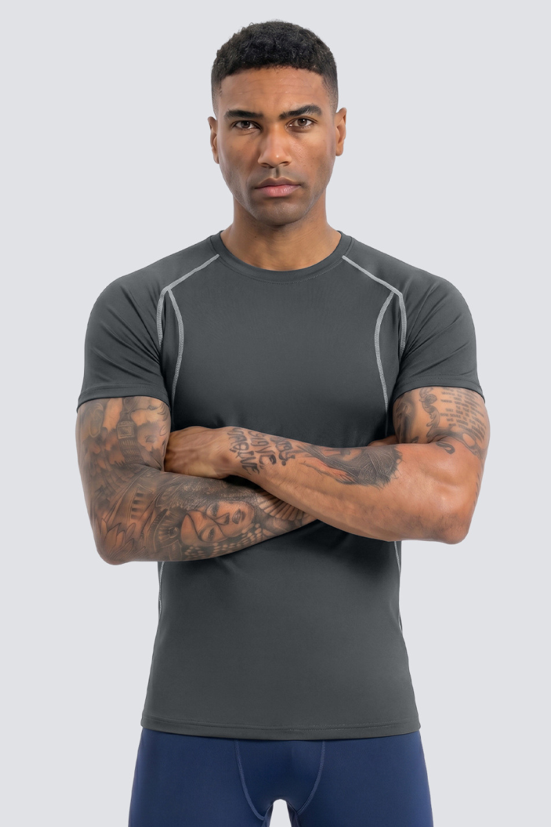 Men's Contrast Breathable Quick Dry Athletic Running T-Shirt