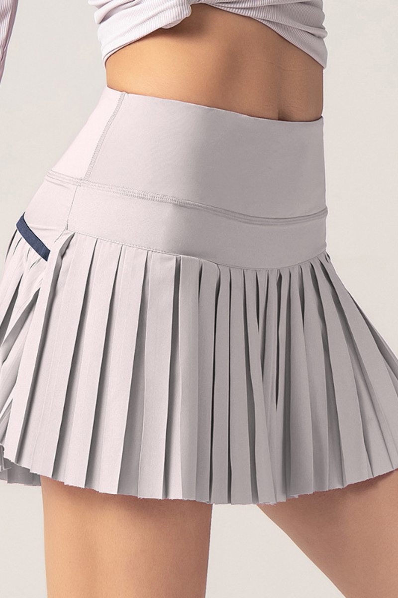 Women Summer Pleated Tennis Mini Skirt with Built-in Shorts