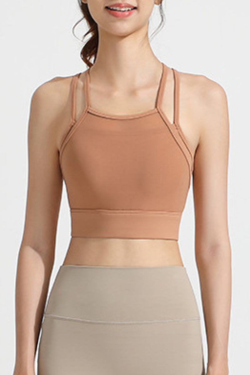 Women's Fake Two-Piece Antibacterial Naked Feel Sports Bra