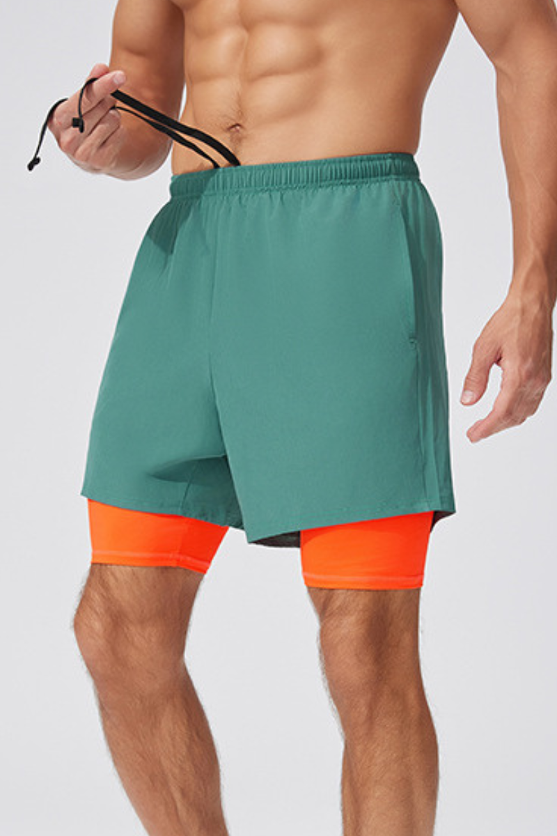 Men's 2-in-1 Double Layer Outdoor Running Athletic Shorts