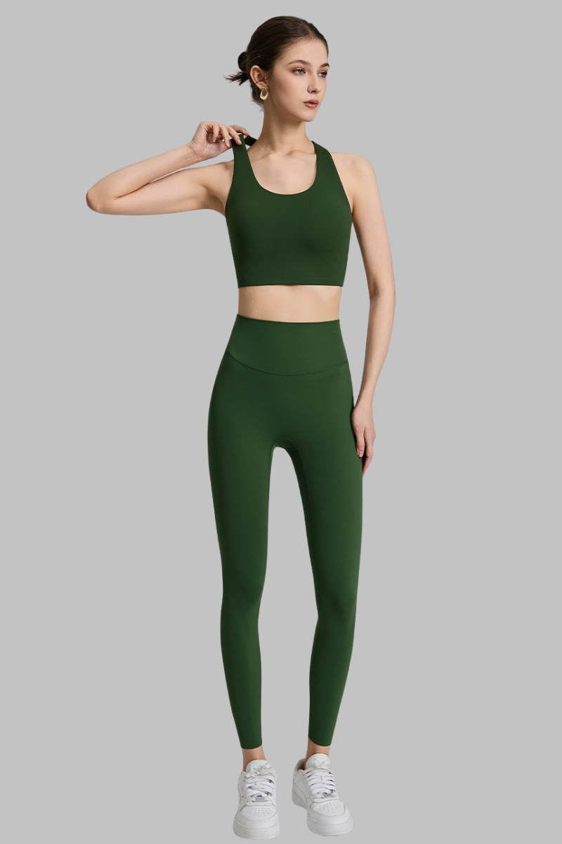 Women's Cross Back Bra and High-Waisted Leggings 2-Piece Set