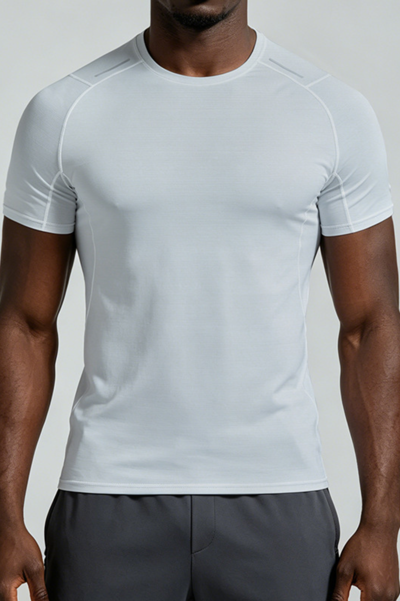 Men's Round-Neck Silk-Textured Sports Casual T-shirt
