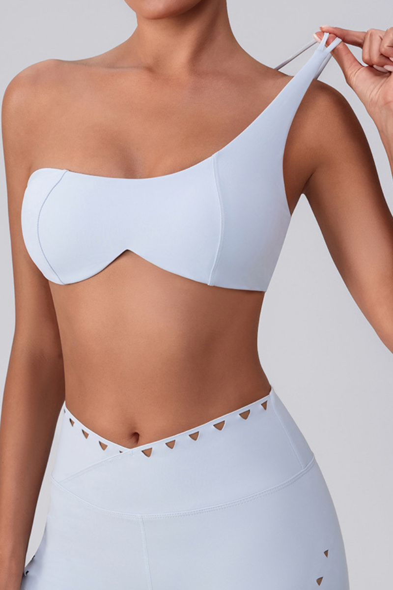 Women's Asymmetric One-Shoulder Naked Feel Sports Bra