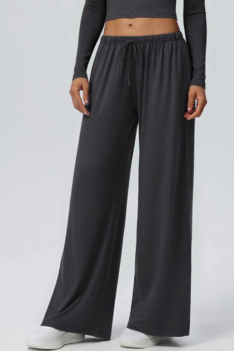 Women's Drawstring High Waist Drape Wide Leg Casual Pants