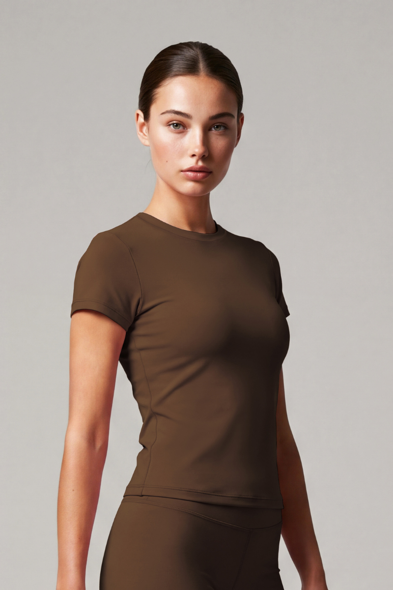 Women's Athletic Crew Neck Fitted Solid Workout Tee