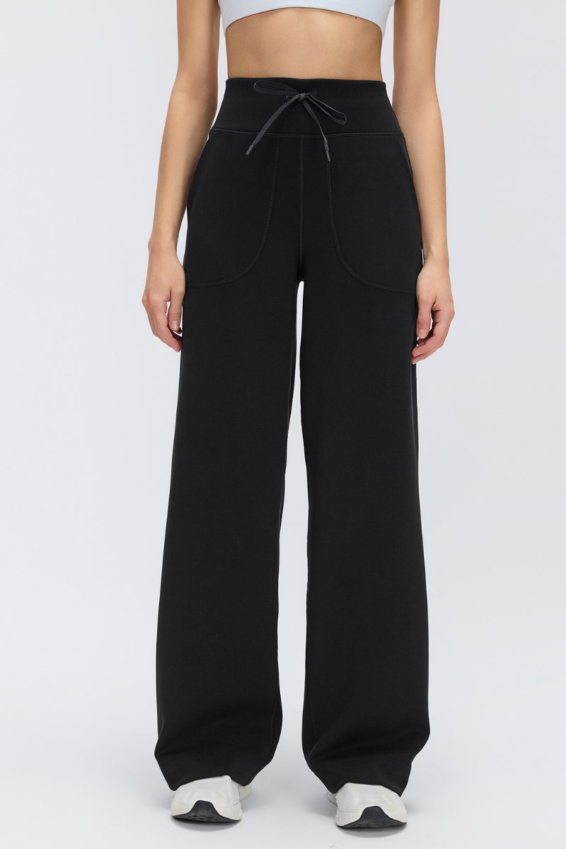 Women High-Waisted Drawstring Waistband Flowy Athletic Pant