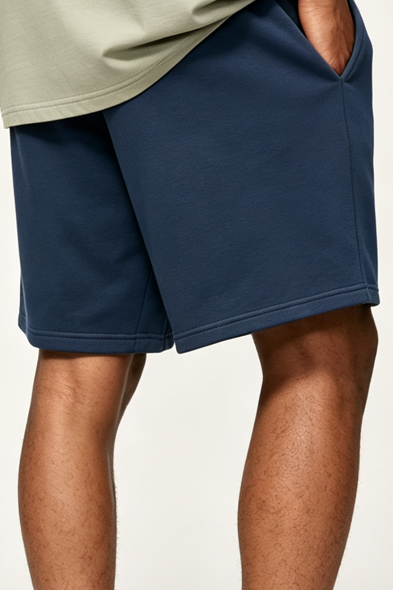 Men's 100% Cotton Solid Drawstring Loose Sports Shorts