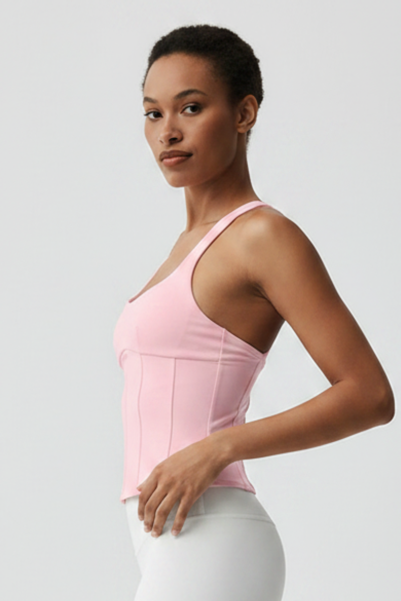 Women's Fishbone Shaping Cross Back Yoga Sports Tank Top