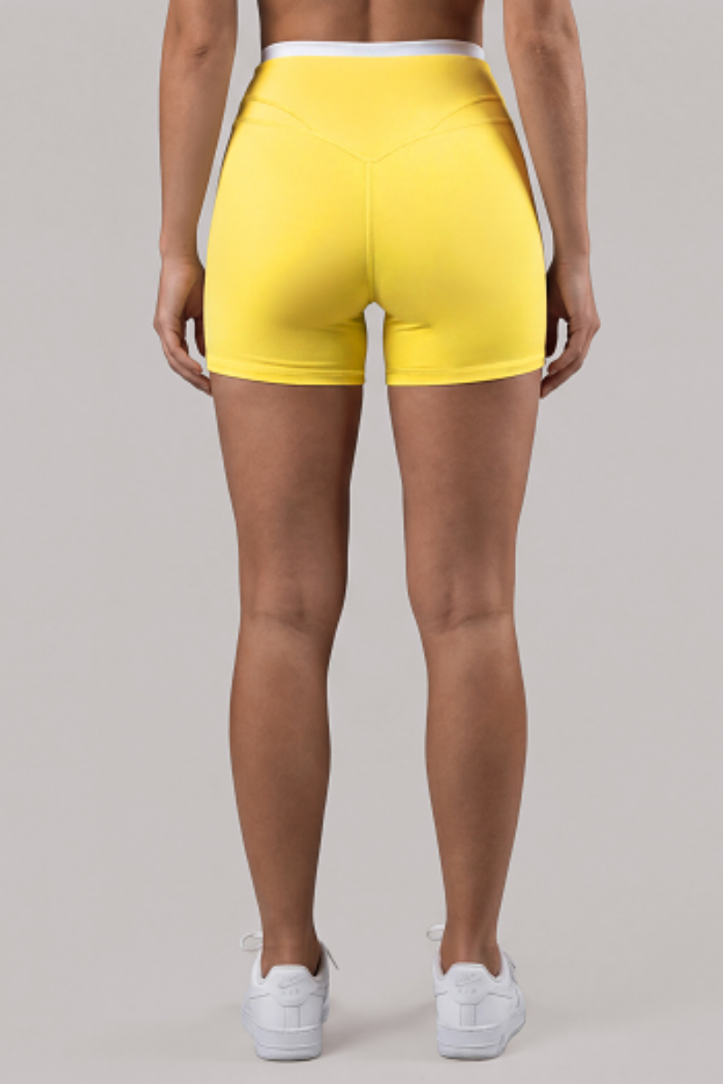 Women's Contrast Waist V-Shape Peach Butt Sports Shorts
