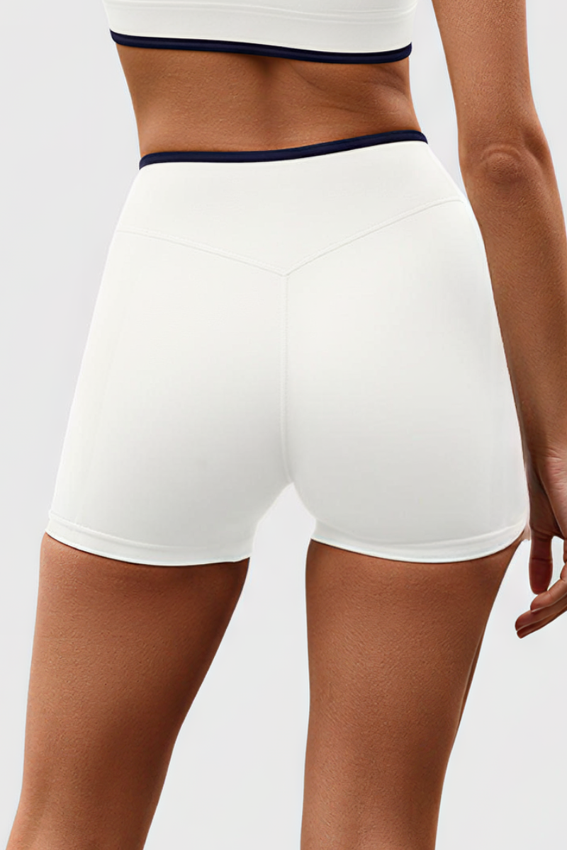 Women's Nude Mid-Waist Color Sports Shorts