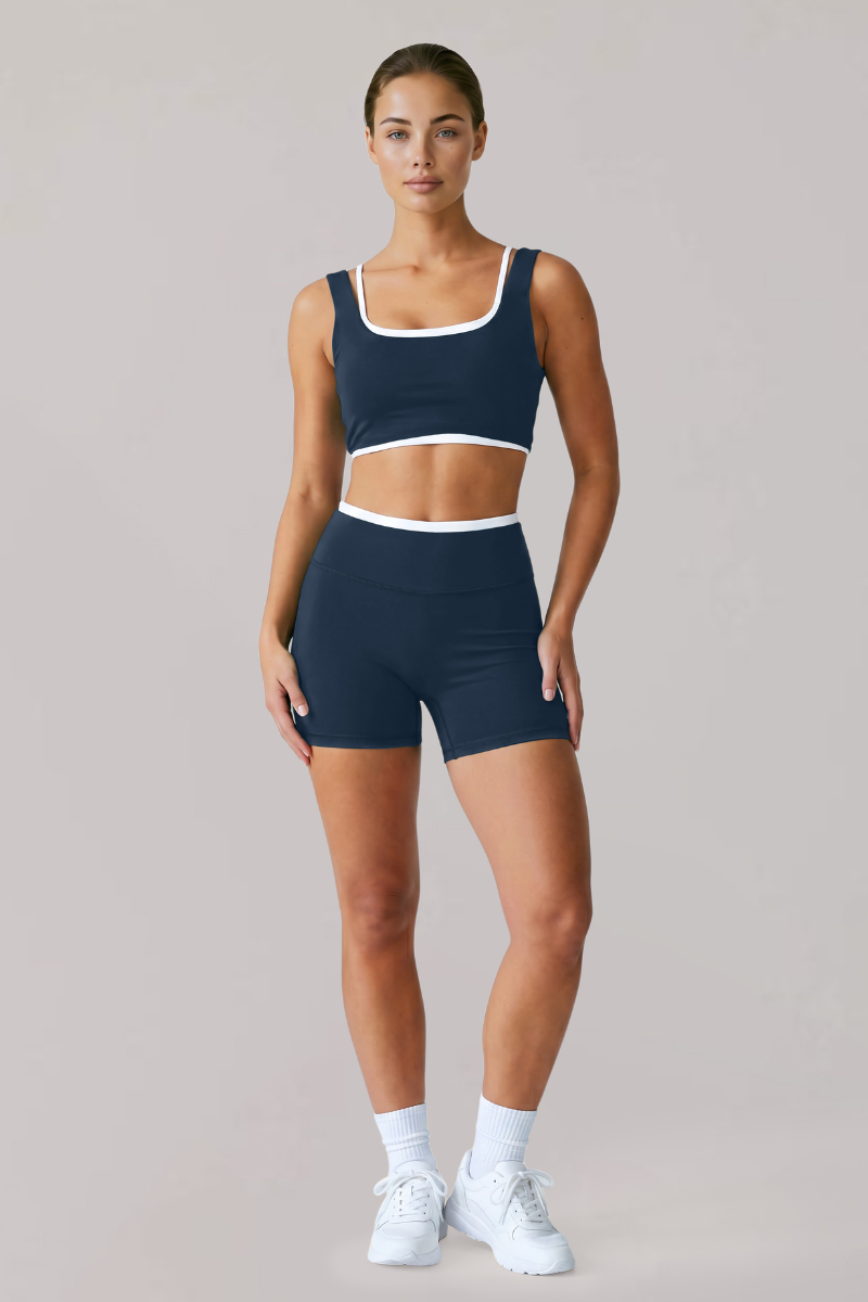 Women's Faux Two-Piece Bra And Shorts Sports Yoga Sets