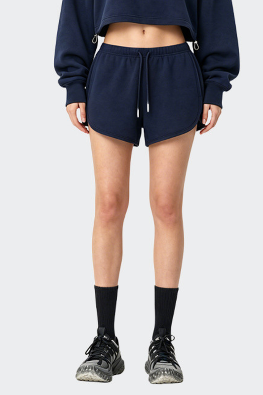 Women's Drawstring Curved Split Side Pocket Sports Shorts