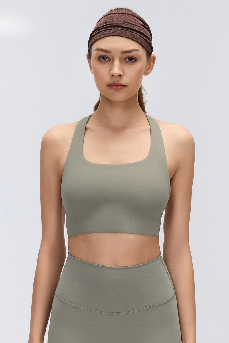 Women's Halter Stretch Removable Pads Solid  Sports Bra