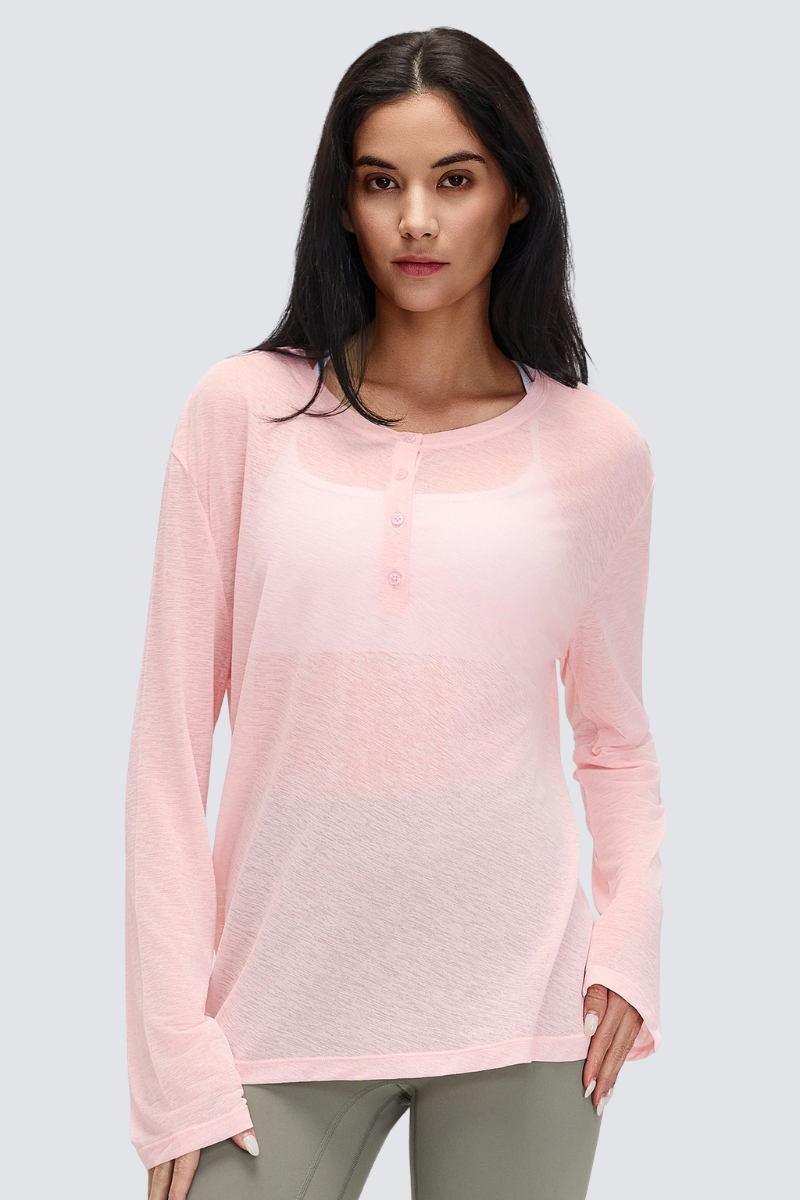 Women's 95g Ultra Light Button Placket Oversized Yoga Top